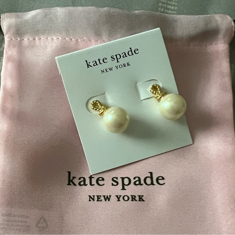 Kate Spade Cream and Gold Drop Earrings